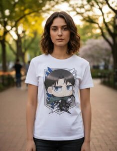 Playera Máscara De Látex Attack On Titan Levi Chibi Mujer