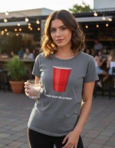 Playera Mascara De Látex Vaso Rojo Aniversario Mujer