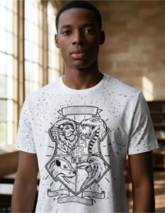 Playera Máscara De Látex Hogwarts Houses Hombre