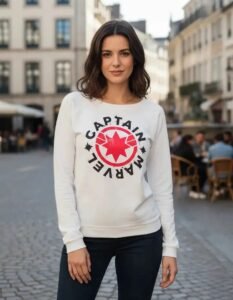 Pullover Máscara De Látex Captain Marvel Logo Mujer