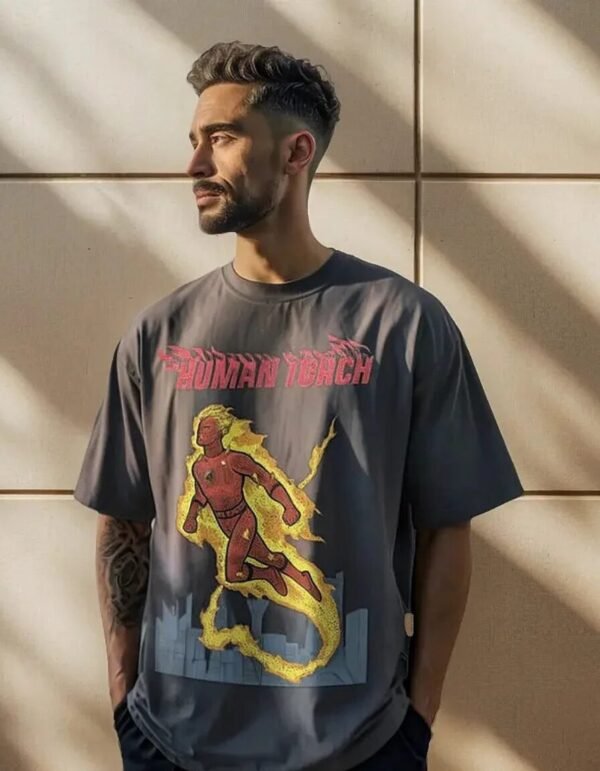 Playera Mascara De Látex Human Torch Hombre