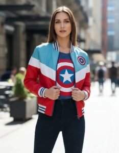 Bomber Jacket Máscara De Látex Capitan America Mujer