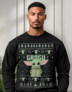 Pullover Máscara De Látex Star Wars Grogu Ugly Hombre