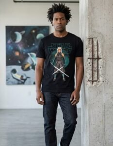 Playera Máscara De Látex Star Wars Ahsoka Hombre