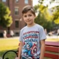 Playera Mascara De Látex Captain America Retro Niño