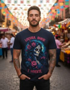 Playera Máscara De Látex Locura, Amor Y Muerte Hombre