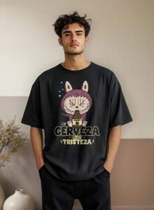 Playera Máscara De Látex Con Cerveza No Hay Tristeza Hombre