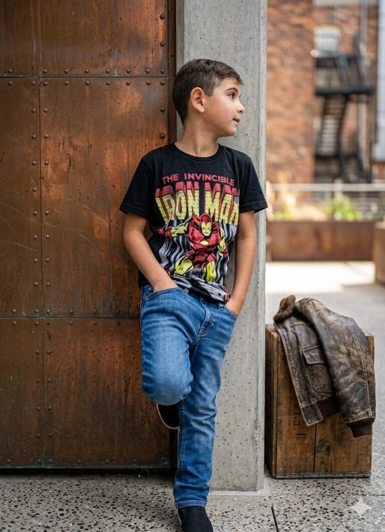 Playera Máscara De Látex Iron Man Retro Niño