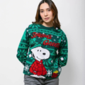 Ugly Sweater Peanuts Snoopy & Woodstock Chamarra Roja