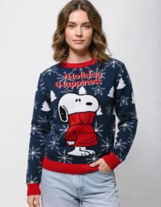 Ugly Sweater Azul Peanuts Snoopy Chamarra Roja