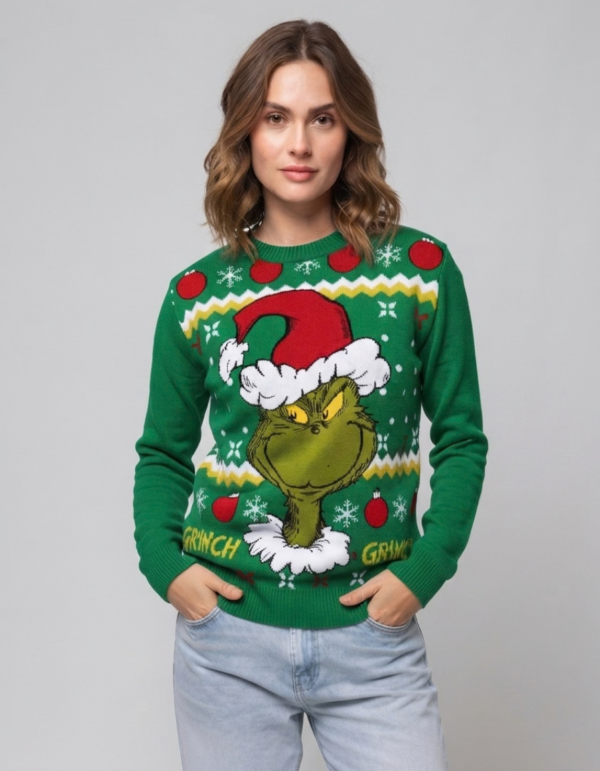 Ugly Sweater Verde Grinch Puntos Y Esferas