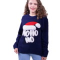 Ugly Sweater Azul Con Gorro De Santa Claus Chenille
