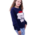 Ugly Sweater Azul Con Gorro De Santa Claus Chenille