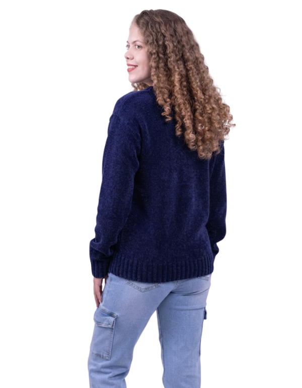 Ugly Sweater Azul Con Gorro De Santa Claus Chenille