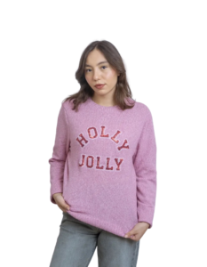 Ugly Sweater Navidad Holly Jolly Rosa