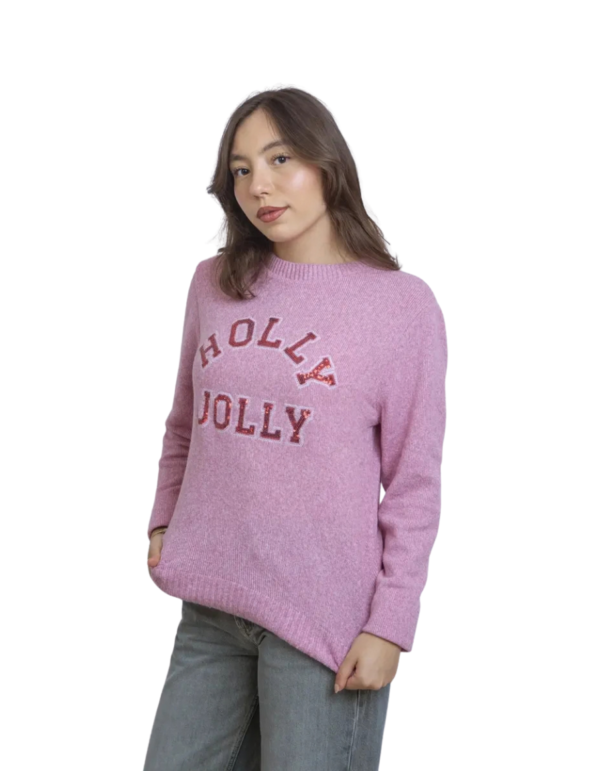 Ugly Sweater Navidad Holly Jolly Rosa