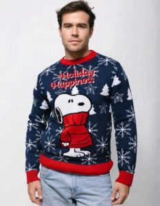 Ugly Sweater Azul Peanuts Snoopy Chamarra Roja